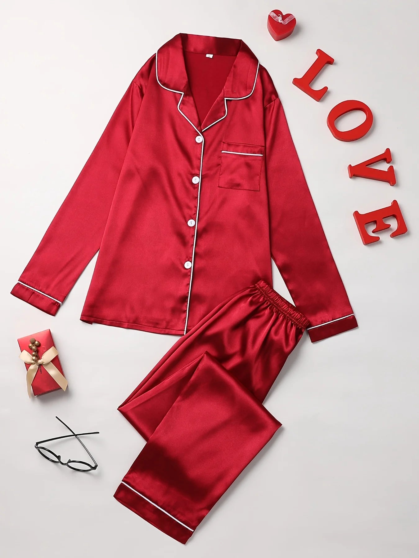 Pyjama Satin Rouge — vue 2