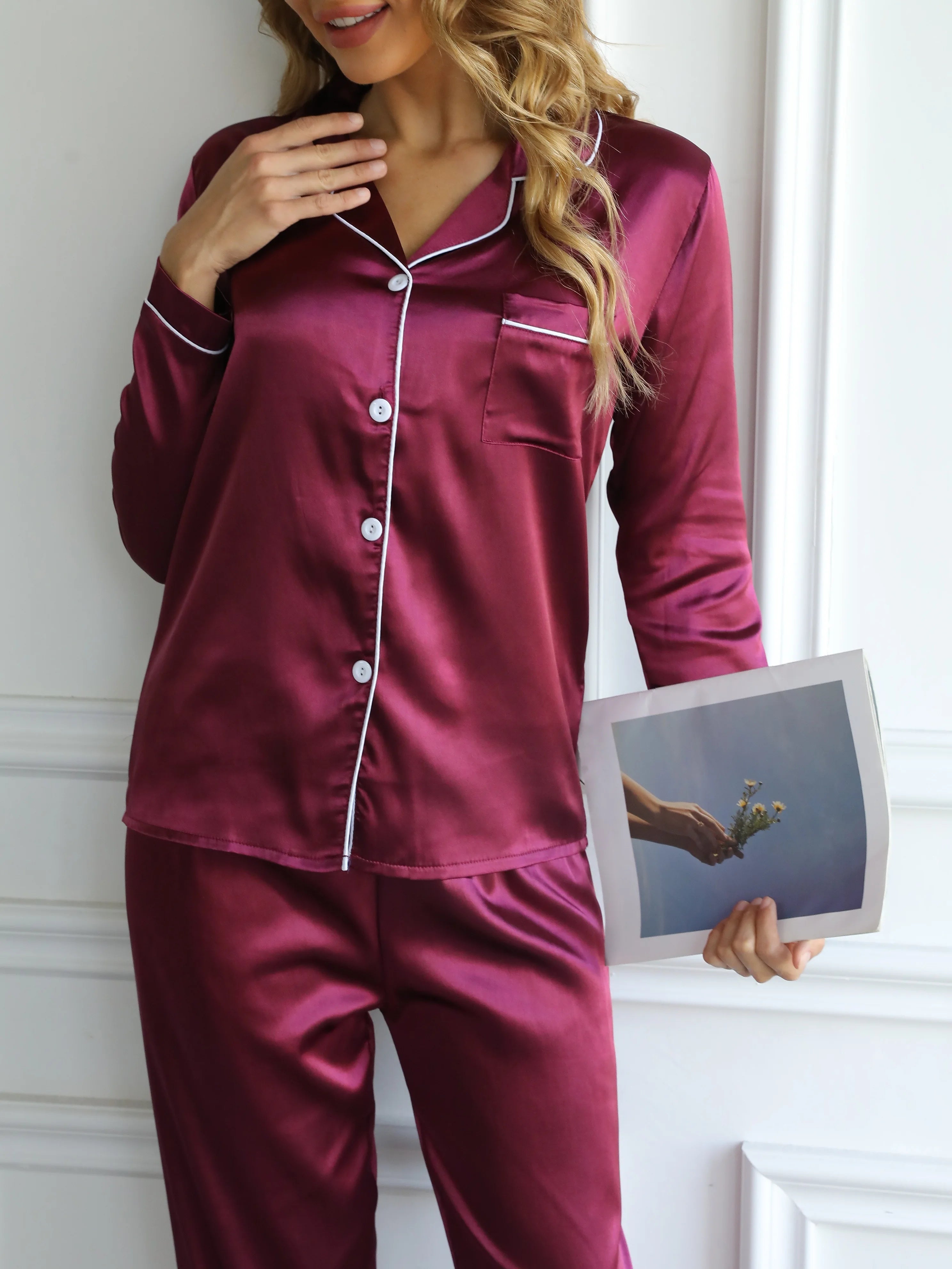 Pyjama Satin Rouge — vue 11