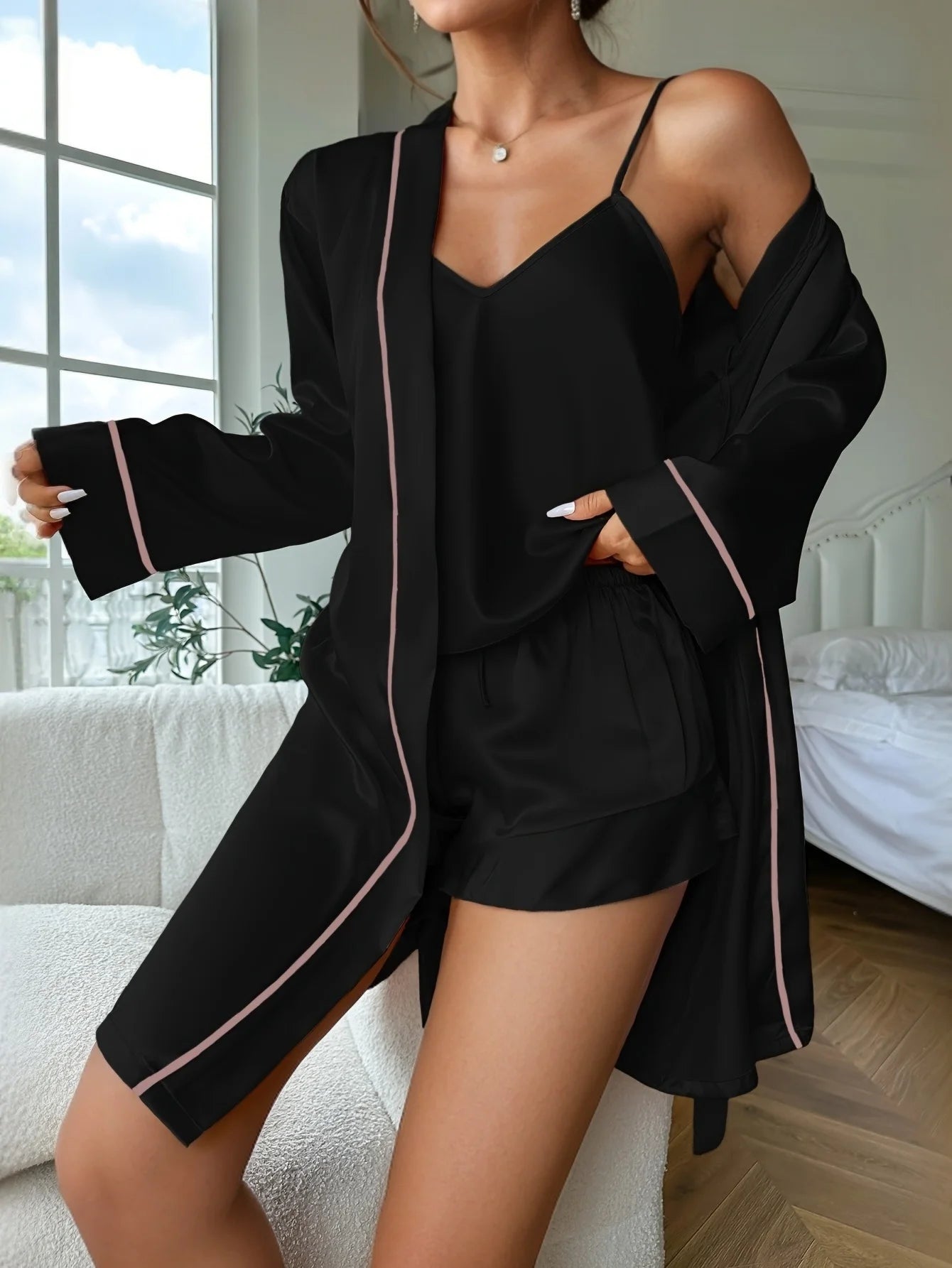 Pyjama 3 Pieces Satin Femme — vue 11
