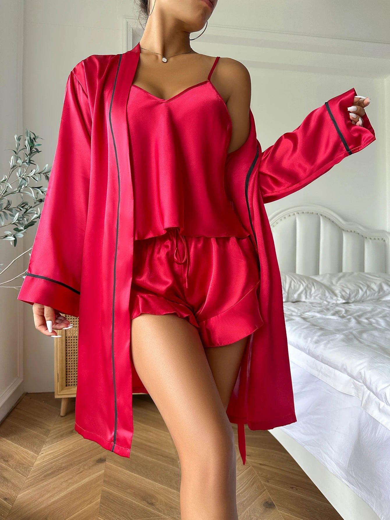 Pyjama 3 Pieces Satin Femme — vue 12