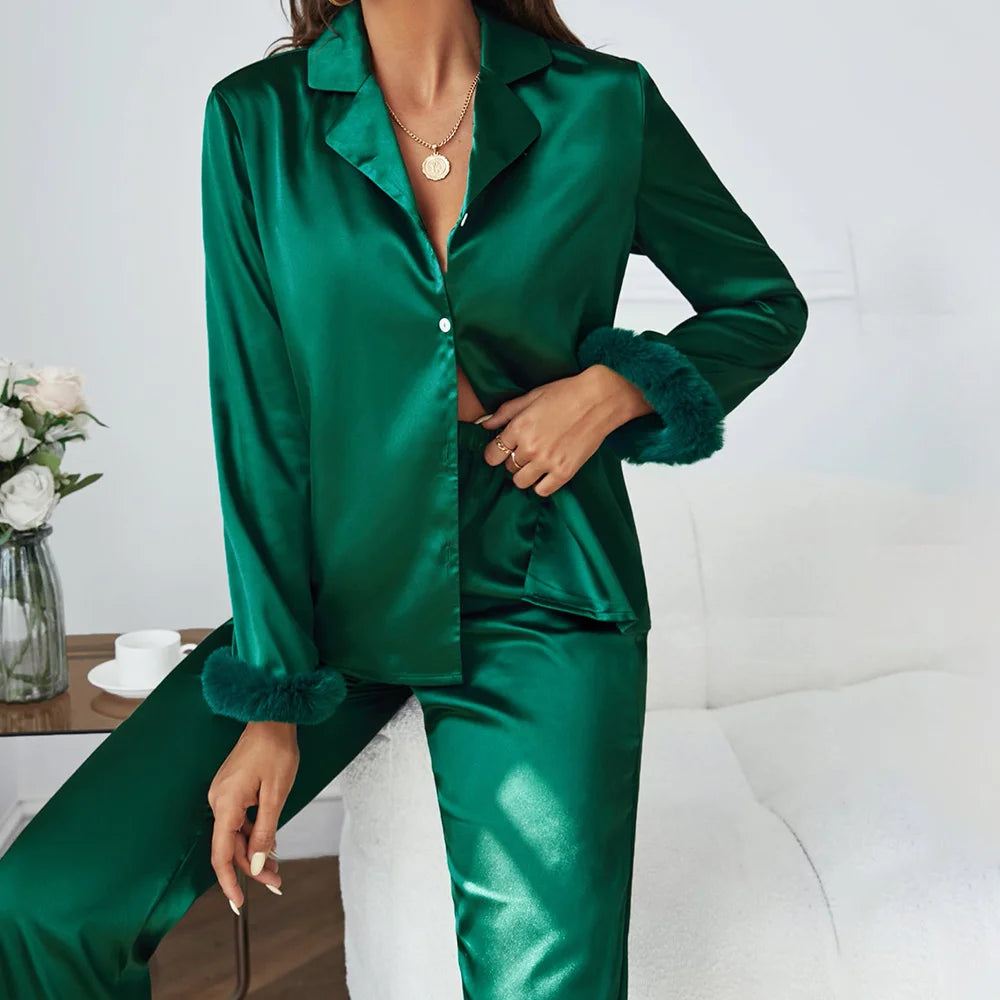 Pyjama Satin Vert — vue 2
