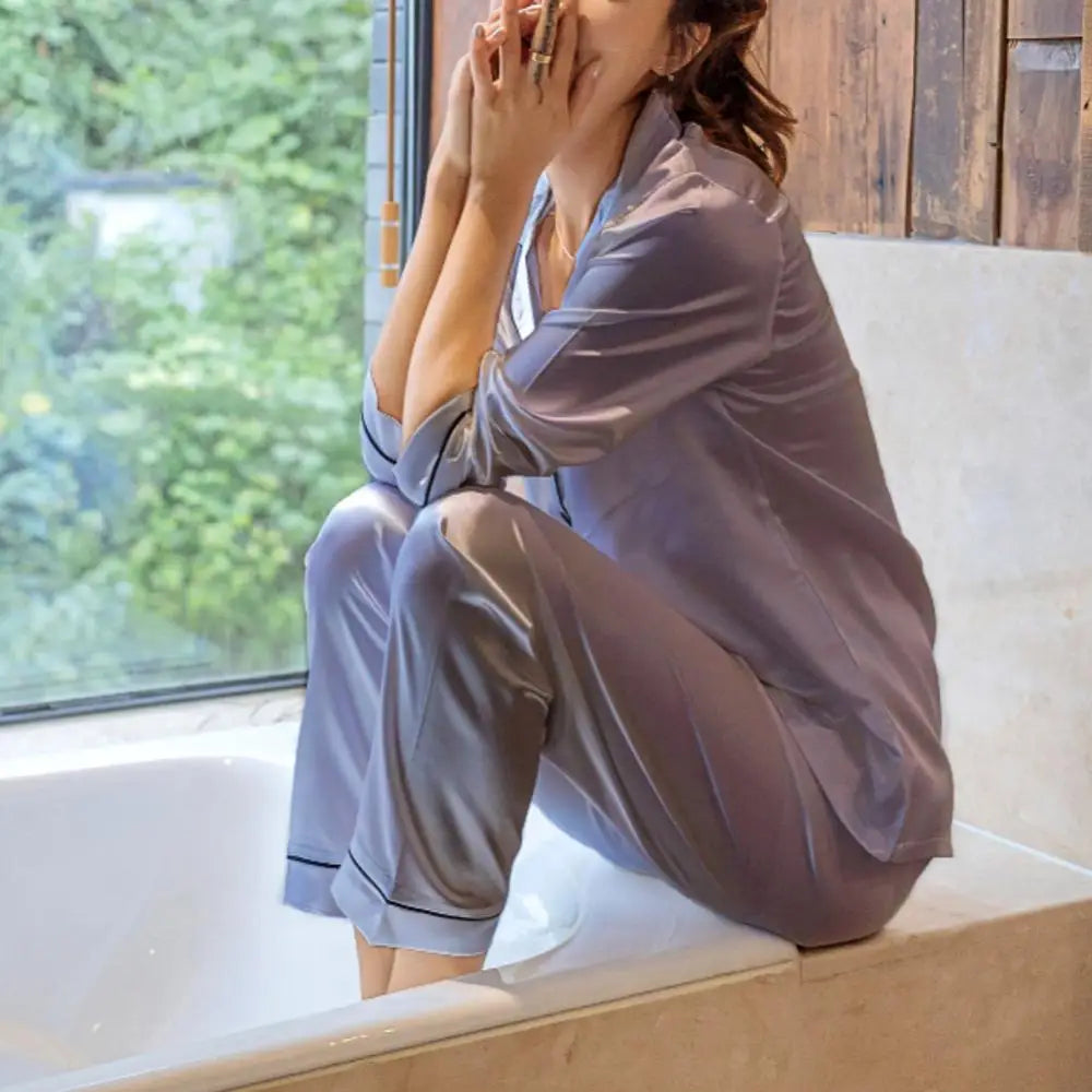 Pyjama Satin De Coton Femme — vue 11