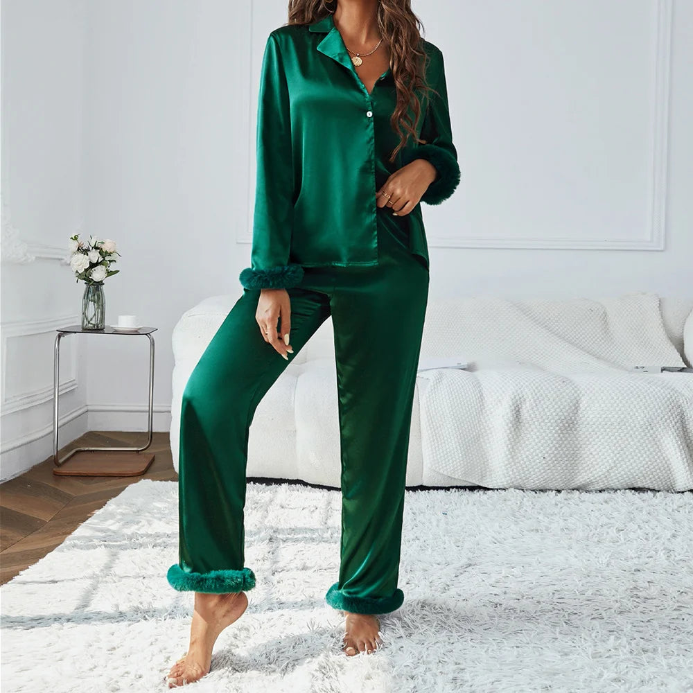 Pyjama Satin Vert — vue 6