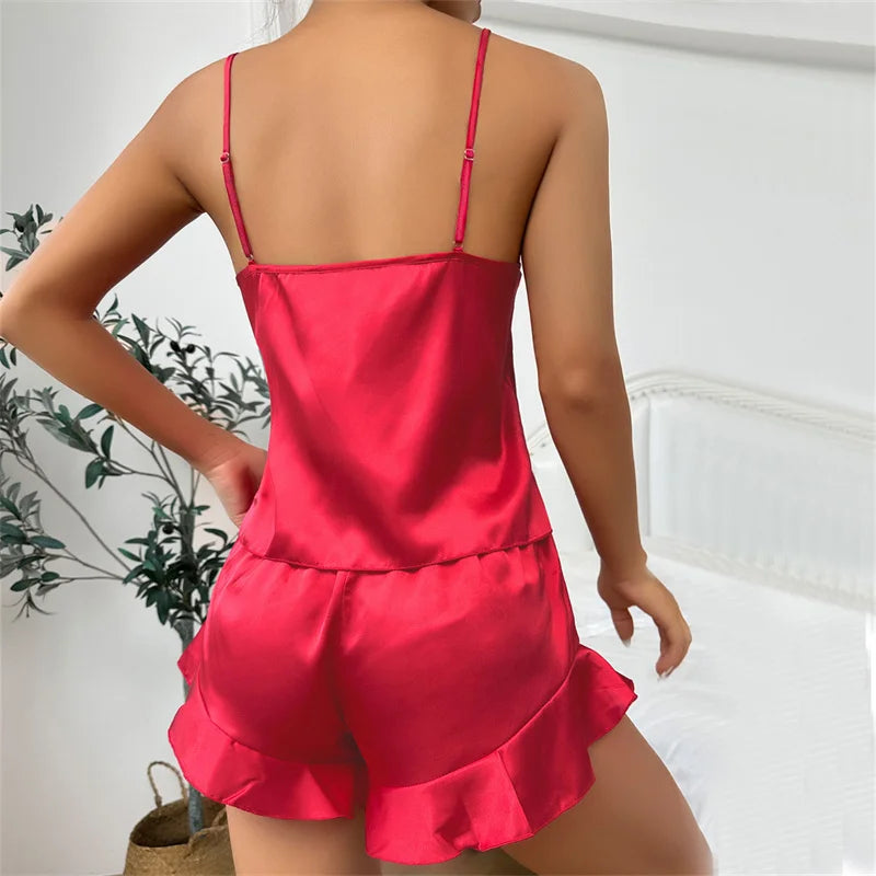 Pyjama Court Femme Satin — vue 2